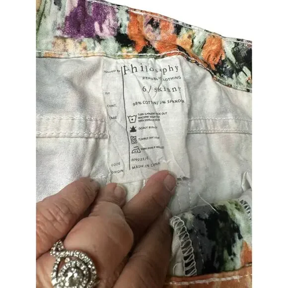 Philosophy Republic Women’s Watercolor ART Skinny Jeans, Size 6 - Picture 6 of 8